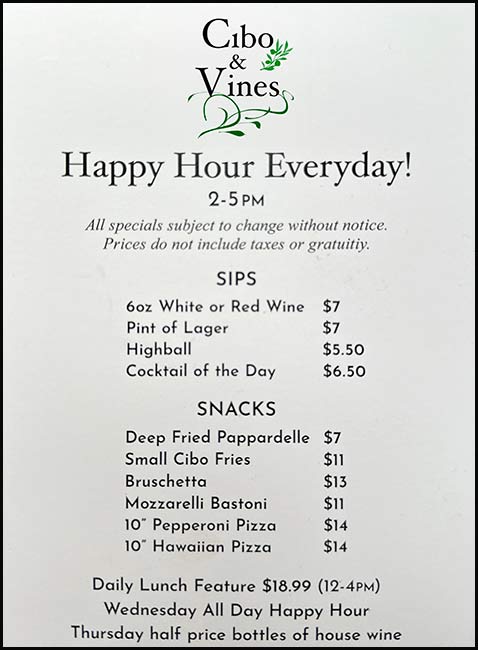 Happy Hour Menu