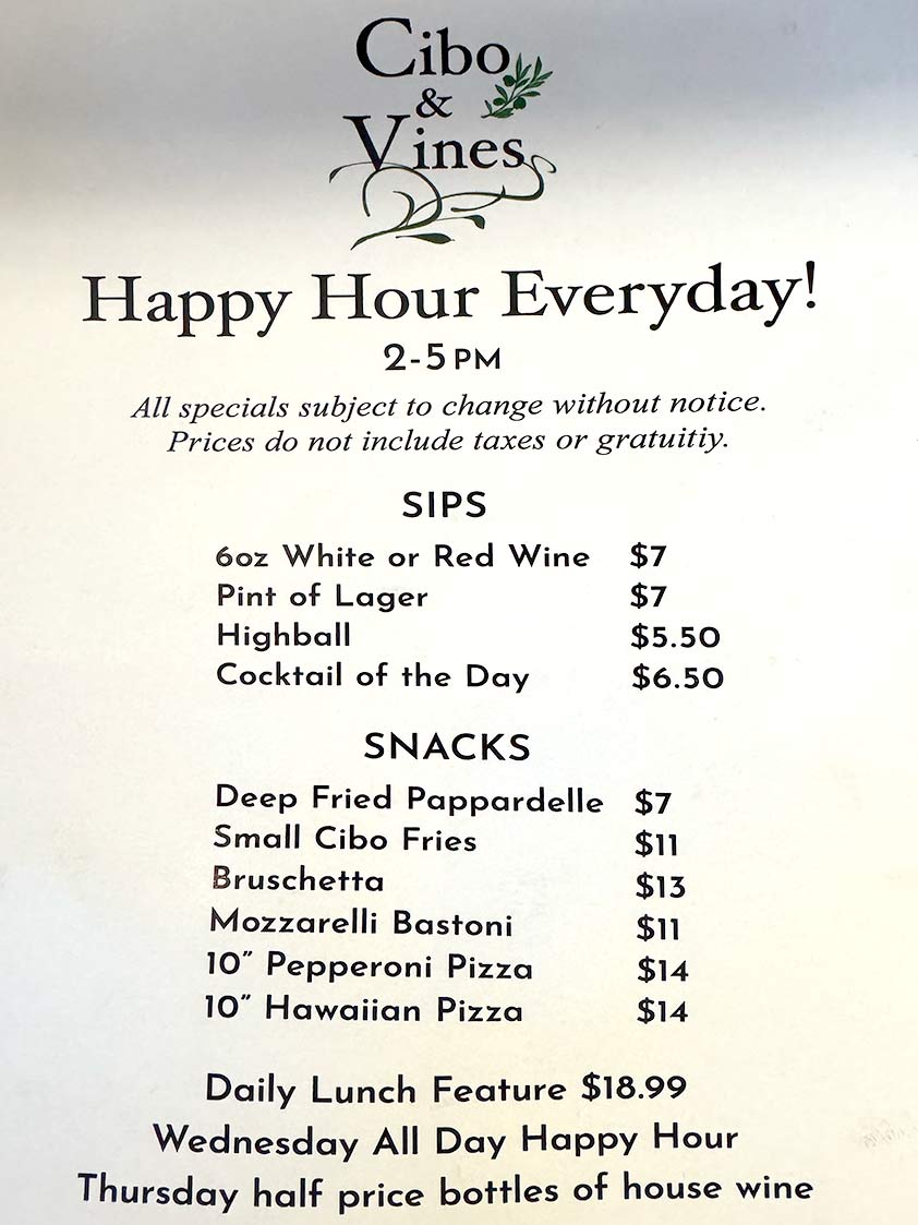 image of happy Hour menu